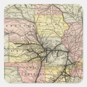 Pegatina Cuadrada Ferrocarril del Pacífico de Misuri