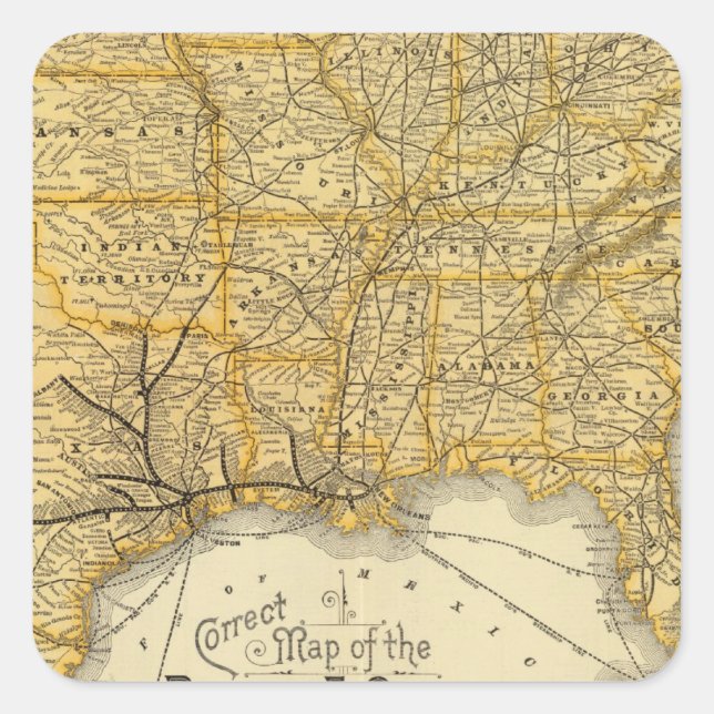 Pegatina Cuadrada Ferrocarril, líneas de vapor Southern Pacific Comp (Anverso)