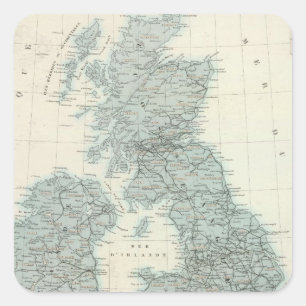 Pegatina Cuadrada Ferrocarril y Canales de las Islas Británicas