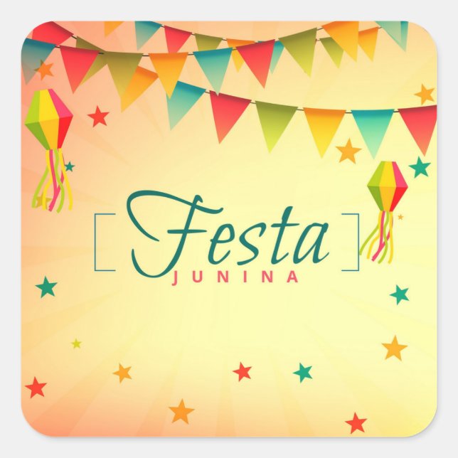 Pegatina Cuadrada Festa Junina (Anverso)