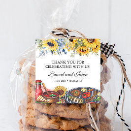 Pegatina Cuadrada Festejo de compromiso rústico de girasoles I Do BB