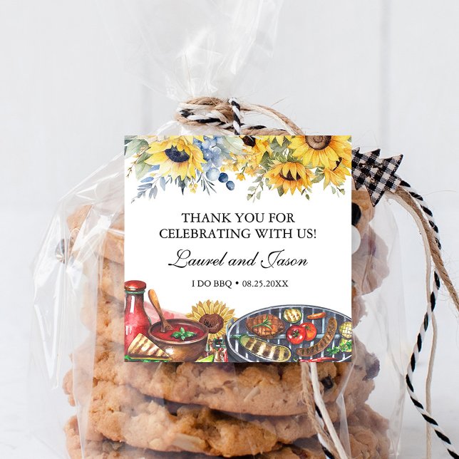 Pegatina Cuadrada Festejo de compromiso rústico de girasoles I Do BB (Subido por el creador)