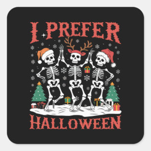 Pegatina Cuadrada Festejos navidades prefiero Navidades de Halloween