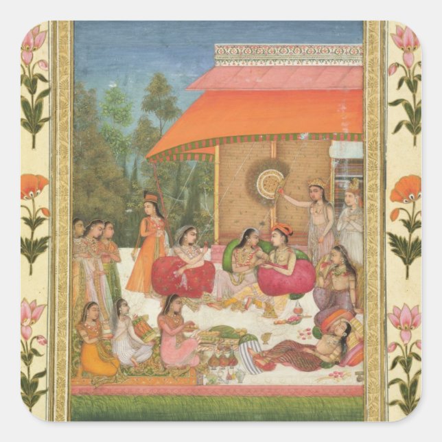 Pegatina Cuadrada Festín de damas, del álbum Small Clive (Anverso)