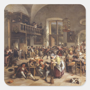 Pegatina Cuadrada Festín en una posada