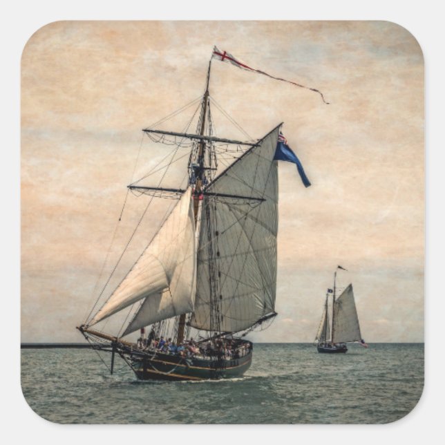 Pegatina Cuadrada Festival de barcos de talla (Anverso)
