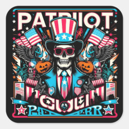 Pegatina Cuadrada Festival de Espíritu Americano al Estilo del Arte 