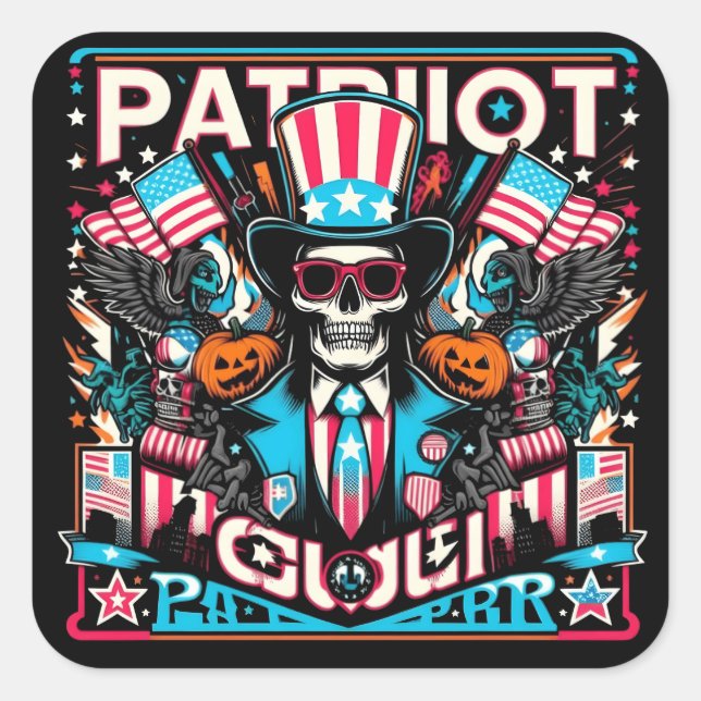 Pegatina Cuadrada Festival de Espíritu Americano al Estilo del Arte  (Anverso)