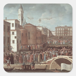 Pegatina Cuadrada Festival de la Santísima Virgen María en Santa