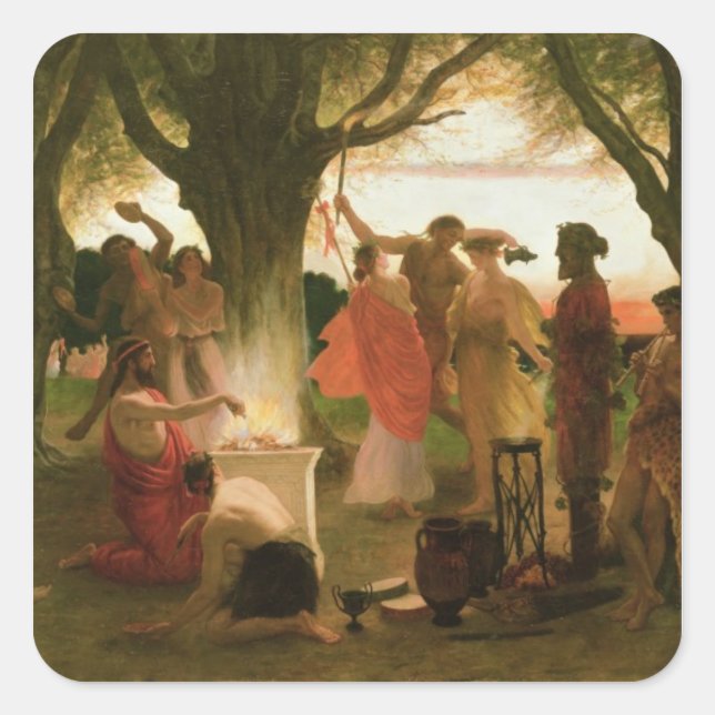 Pegatina Cuadrada Festival griego (Anverso)