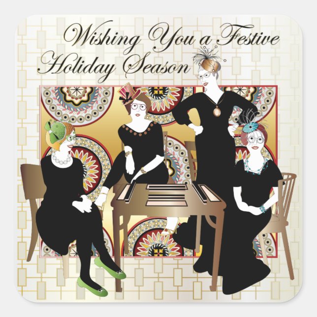 Pegatina Cuadrada Festival Mah Jongg (Anverso)