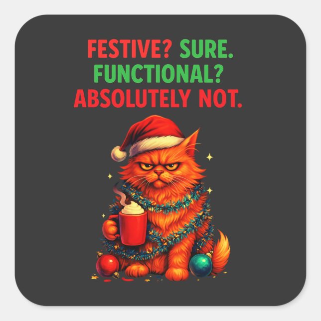 Pegatina Cuadrada Festive but Over It (Anverso)