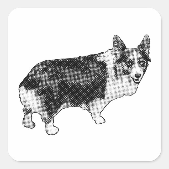 Pegatina Cuadrada Festive Corgi Pop-Seal (Anverso)
