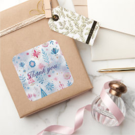 Pegatina Cuadrada Festive Watercolor Christmas Pattern Sticker