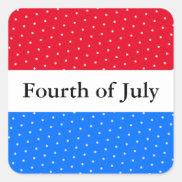 Pegatina Cuadrada Festividad 4 de julio Brillantes franjas azules ro
