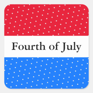 Pegatina Cuadrada Festividad 4 de julio Brillantes franjas azules ro
