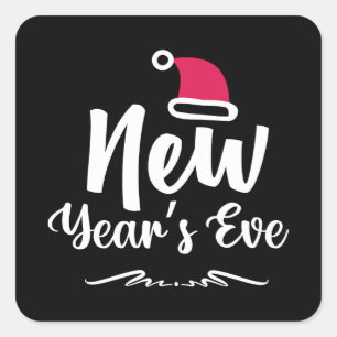 Pegatina Cuadrada Festividad Año Nuevo arte de palabra