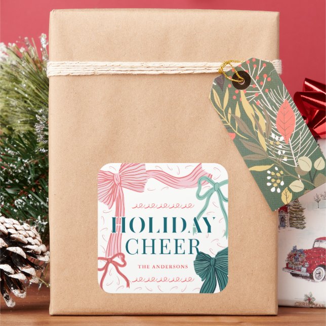 Pegatina Cuadrada Festividad de feriados de arcos rojos y verdes par (Vacaciones)