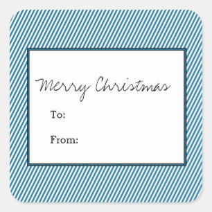 Pegatina Cuadrada Festividad de franjas diagonales azules