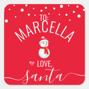 Pegatina Cuadrada Festividad, diversión roja "amor, Santa" Navidade
