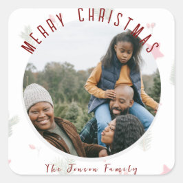 Pegatina Cuadrada Festividad Feliz Navidad