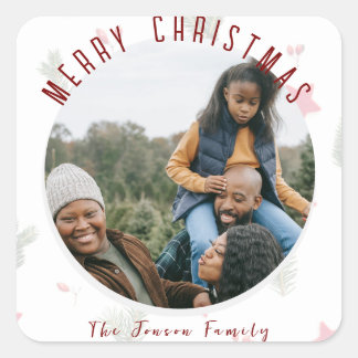 Pegatina Cuadrada Festividad Feliz Navidad