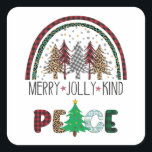 Pegatina Cuadrada Festividad Merry Jolly Kind Merry Christmas Tree<br><div class="desc">Festividad Feliz Feliz Pegatina de navidad</div>