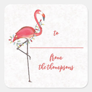 Pegatina Cuadrada Festividad navidad Cute Flamingo String