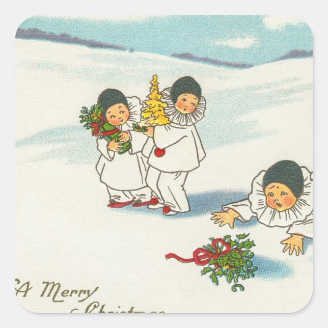 Pegatina Cuadrada Festividad navideña divertida (Anverso)