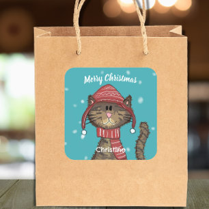 Pegatina Cuadrada Festividad personalizada para Navidades de clase