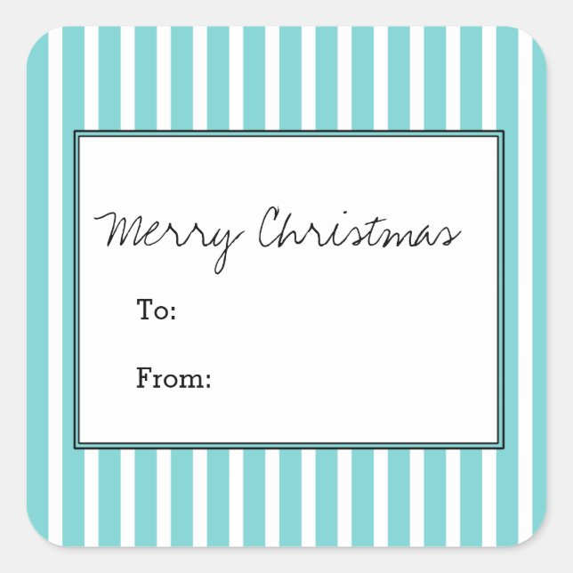 Pegatina Cuadrada Festividad Turquesa Vertical Stripes Holiday (Anverso)