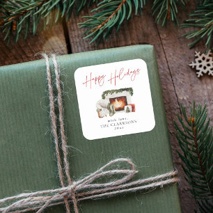 Pegatina Cuadrada Festividades acogedoras para Navidades