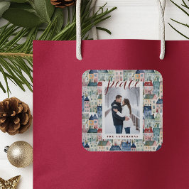 Pegatina Cuadrada Festividades coloridas de navidades