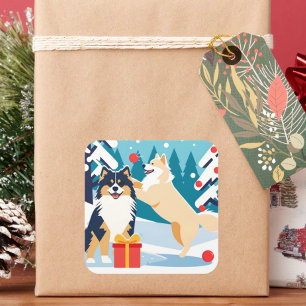 Pegatina Cuadrada Festividades de FINNISH LAPPHUND 2024