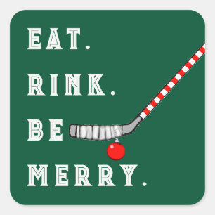 Pegatina Cuadrada Festividades de los Navidades de hockey