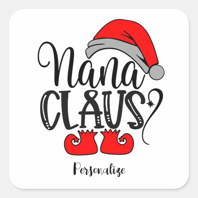 Pegatina Cuadrada Festividades divertidas de Santa Nana Claus (Anverso)