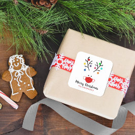 Pegatina Cuadrada Festividades modernas Navidades de renos enmascara