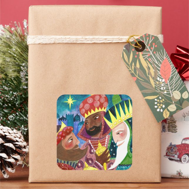 Pegatina Cuadrada Festividades religiosas de tres hombres sabios (Vacaciones)