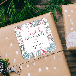 Pegatina Cuadrada Festivo Invernadero Navideño