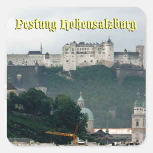 Pegatina Cuadrada Festung Hohensalzburg, Salzburgo Austria