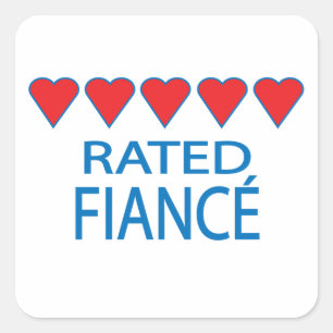Pegatina Cuadrada Fiancé de cinco corazones