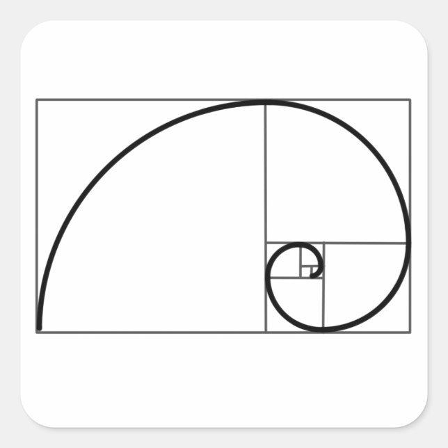 Pegatina Cuadrada Fibonacci Ratio (Anverso)