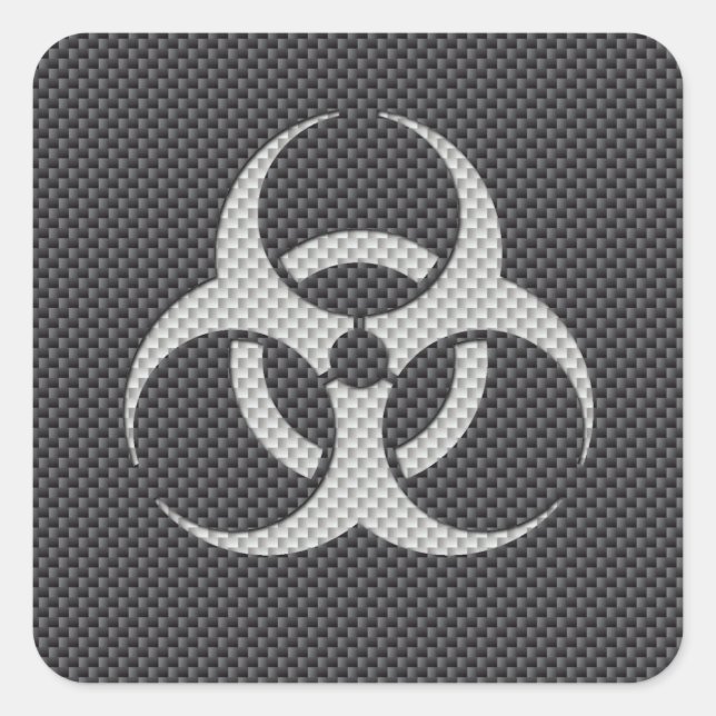 Pegatina Cuadrada Fibra de carbono blanco y grisáceo negro (Anverso)
