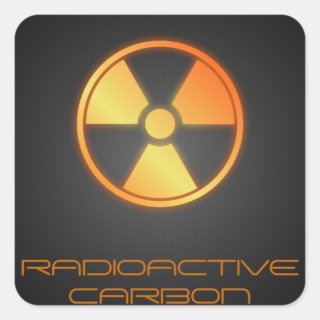Pegatina Cuadrada fibra de carbono radioactiva (Anverso)
