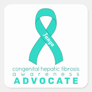 Pegatina Cuadrada Fibrosis Hepática Congénita Advocate Blanco