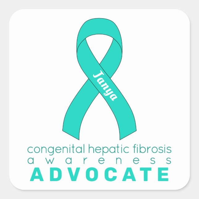 Pegatina Cuadrada Fibrosis Hepática Congénita Advocate Blanco (Anverso)