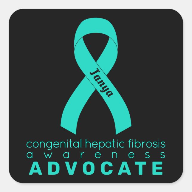 Pegatina Cuadrada Fibrosis Hepática Congénita Advocate Negro (Anverso)