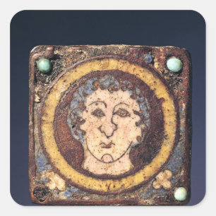 Pegatina Cuadrada Fibula con la cara de un joven