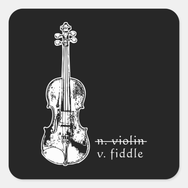 Pegatina Cuadrada Fiddle No Violin Bluegrass Country Music Gift (Anverso)
