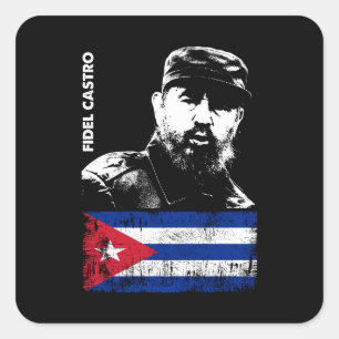 Pegatina Cuadrada Fidel Castro Revolución cubana